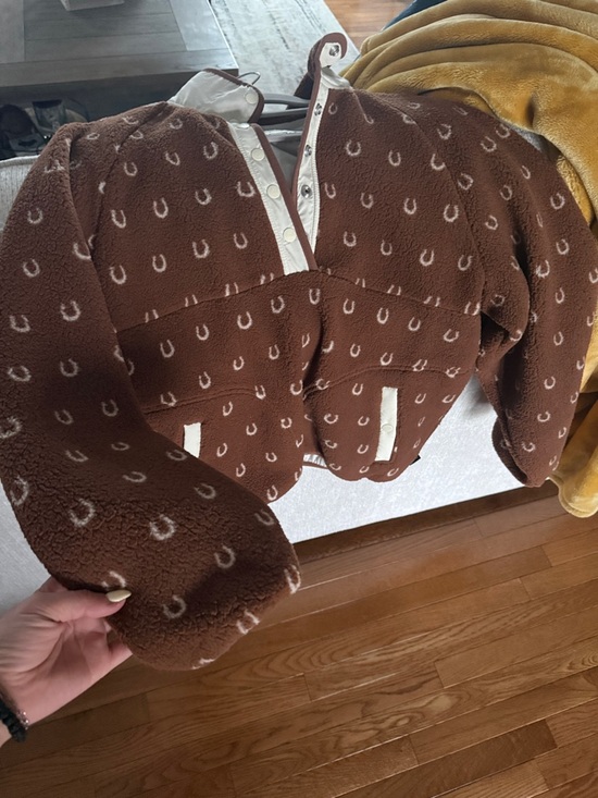 Wrangler Jackets & Blazers - Cozy Brown Sherpa Jacket with White Horseshoe Print - Wrangler sherpa